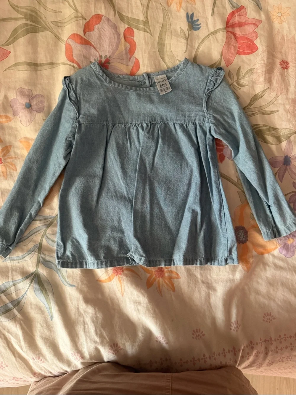 Carter's Light Blue Denim-Style Long Sleeve Knit Top